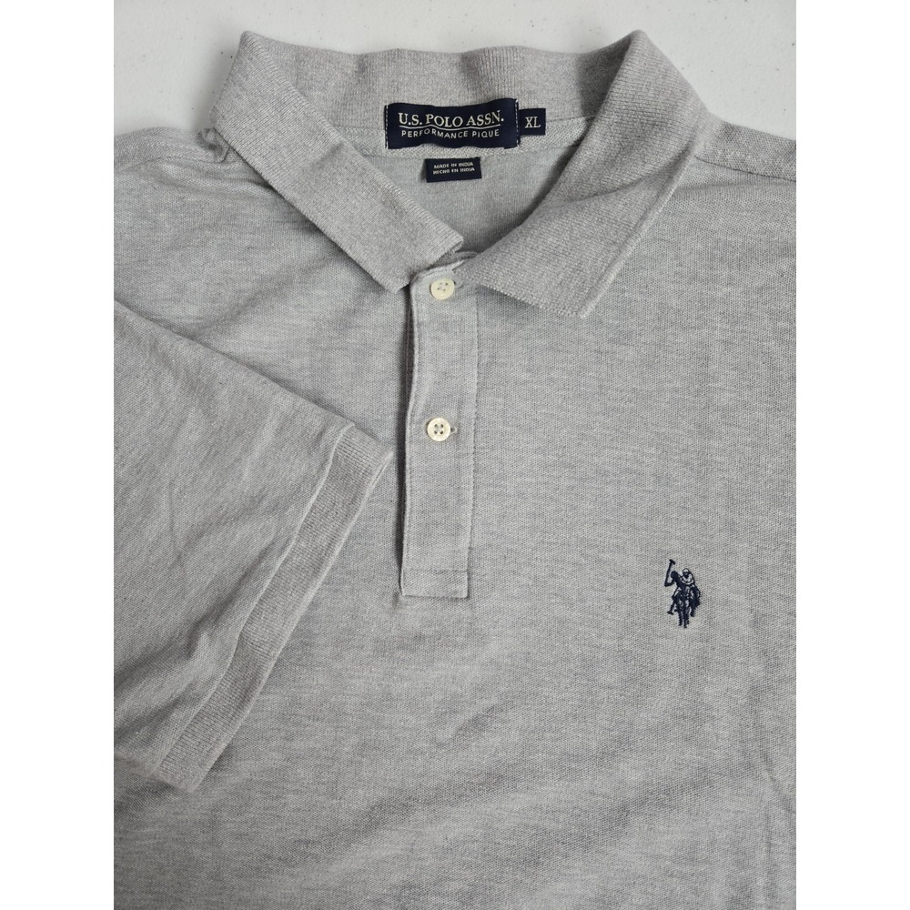 U.S. Polo Assn. Men's XL Performance Pique Light Gray Short Sleeve Polo